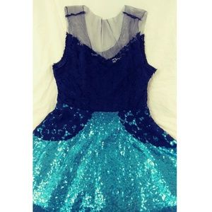 Hanyagediao Womens prom cocktail Dress Blue Size M